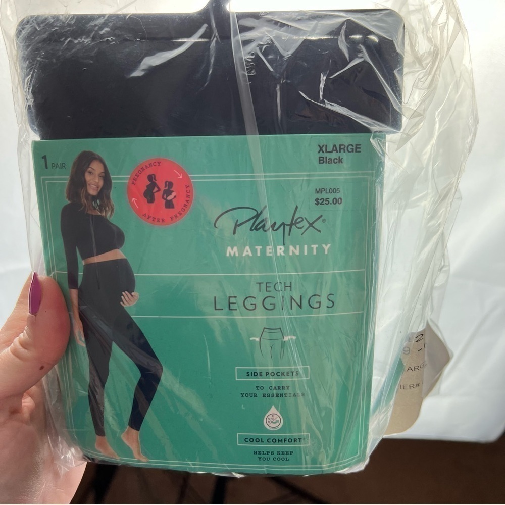 Hanes Playtex Maternity Footless Tights Black womens X-Large - Picture 6 of 6